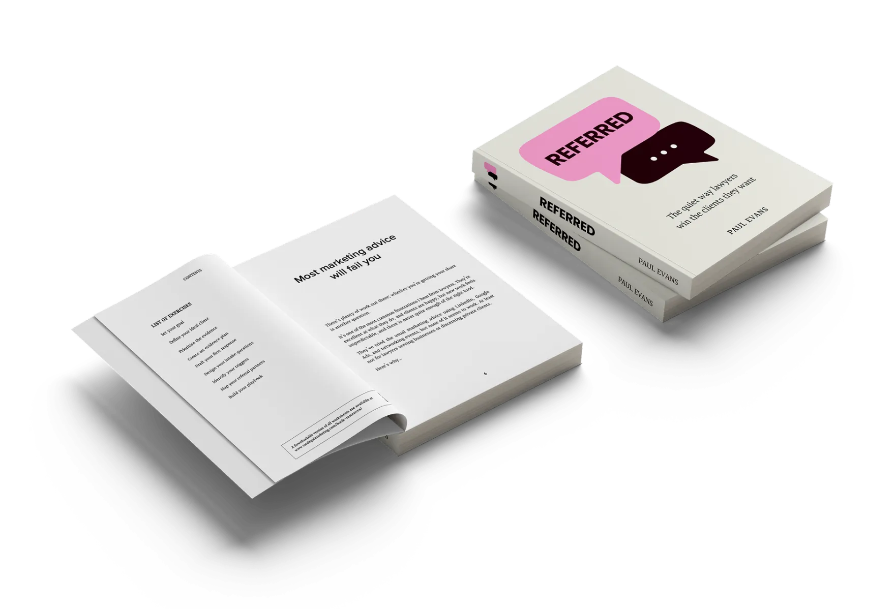Referred shown as a stack of paperbacks.
