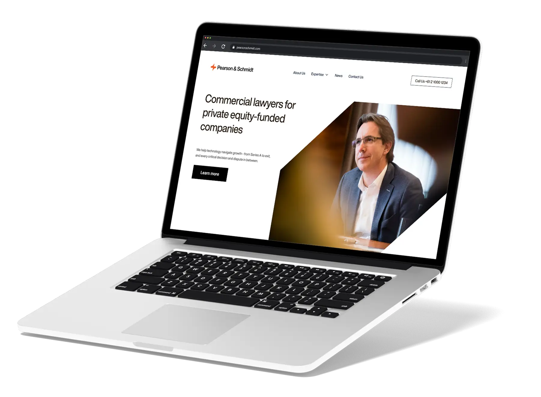 Laptop showing a TLM-built law firm website